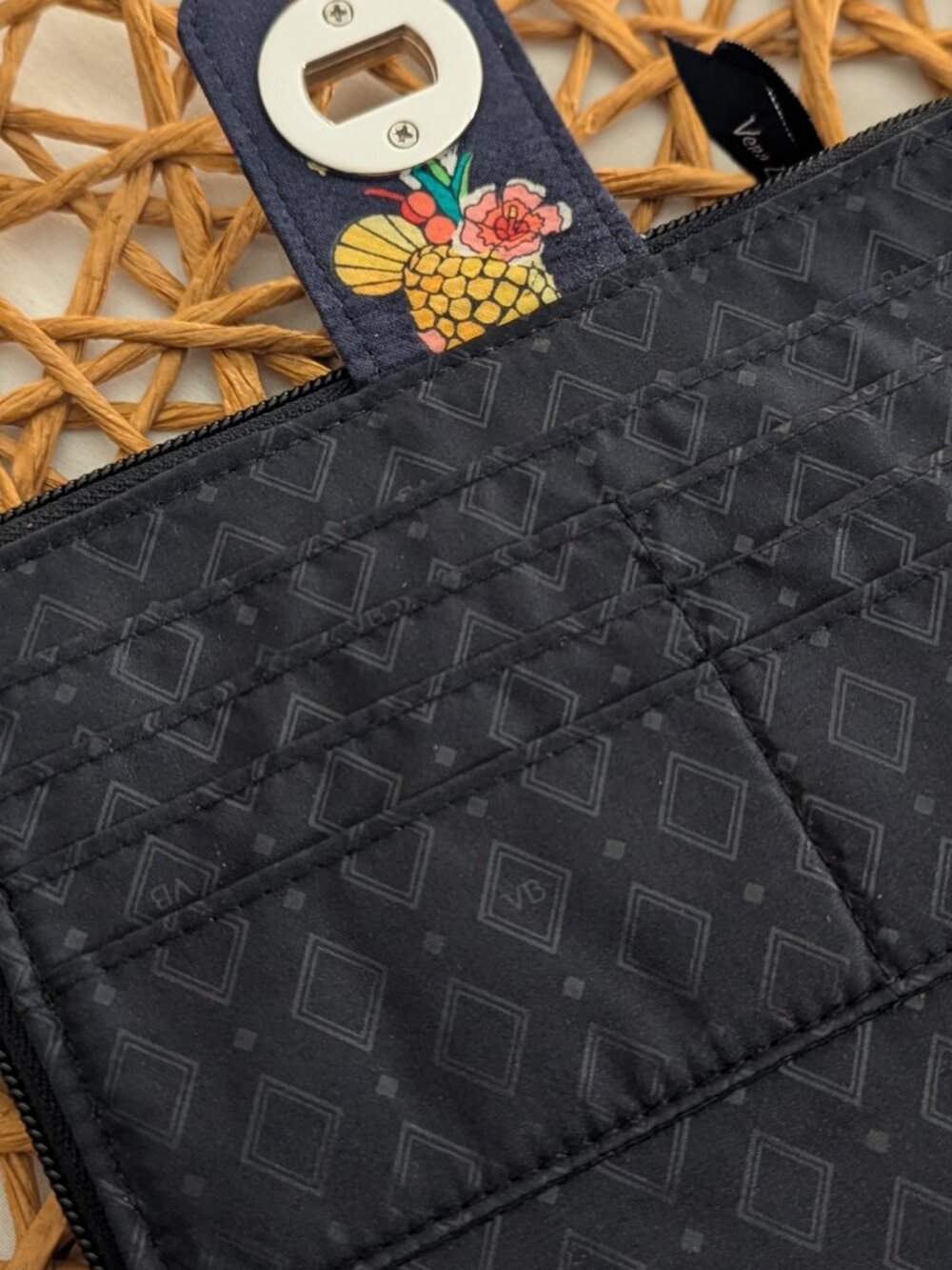 Vera Bradley Cotton Toucan Party Turnlock RFID Wallet with Zipper Section - Picture 9 of 10